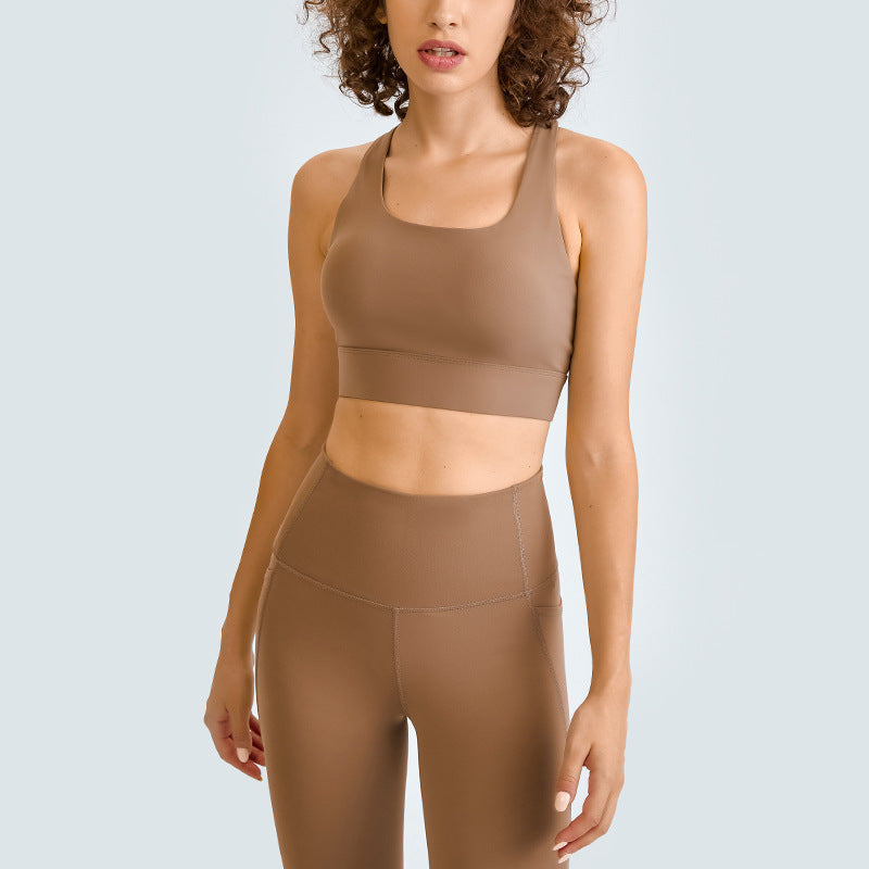 Women's fitness multi-color trackless Y back cross sports bra vest