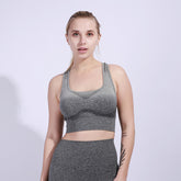 Women Seamless Gradient Color Matching High Waisted Elastic Yoga Fitness Suits