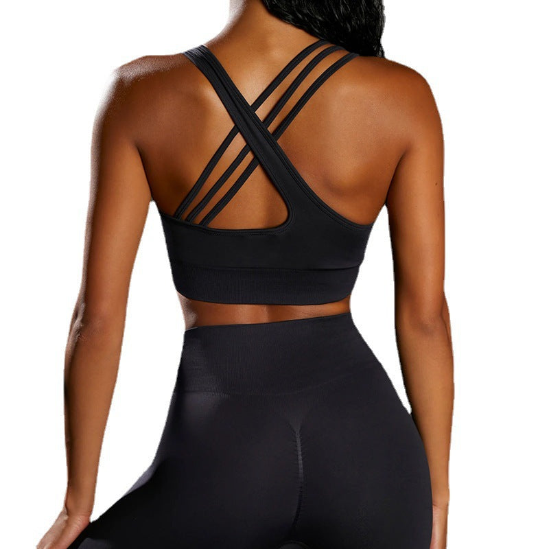 Women Seamless Active Wear Cross Back Sports Yoga Suits