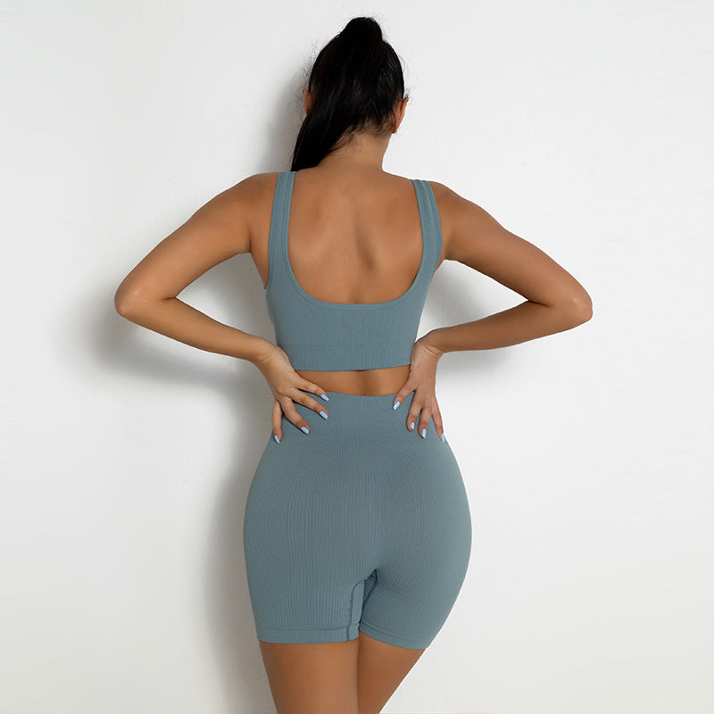 Hiruce Women Square Neck Seamless Hip Lift Exercise Short Yoga Suits